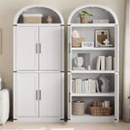 Bibliothèque à arcades de 181,8 cm de hauteur - Armoire de rangement de style ferme avec portes, Armoires de cuisine à arcades, Meuble de rangement de cuisine à 5 niveaux pour la salle à manger