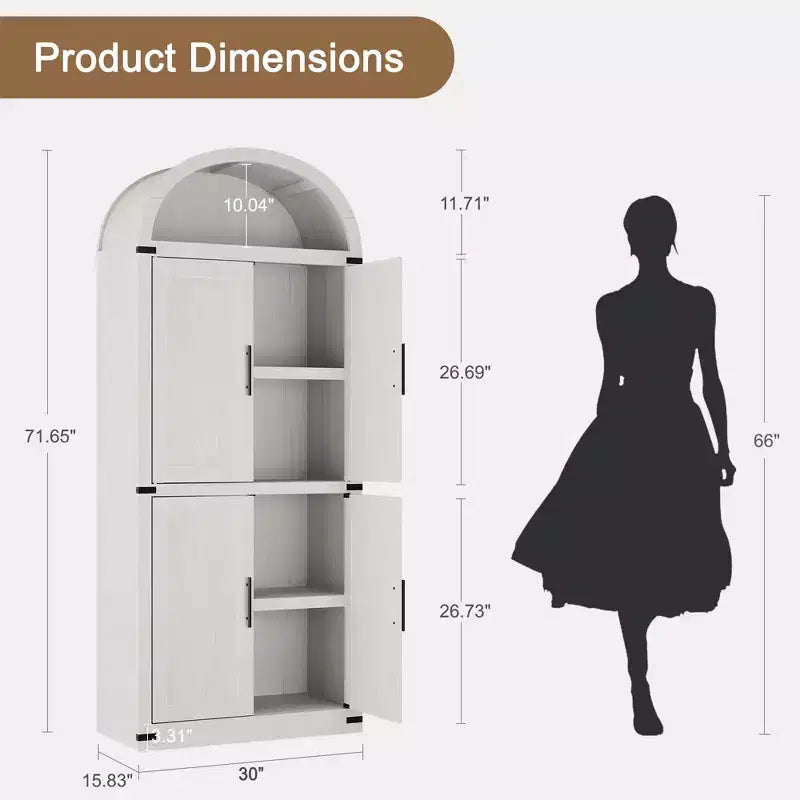 Bibliothèque à arcades de 181,8 cm de hauteur - Armoire de rangement de style ferme avec portes, Armoires de cuisine à arcades, Meuble de rangement de cuisine à 5 niveaux pour la salle à manger