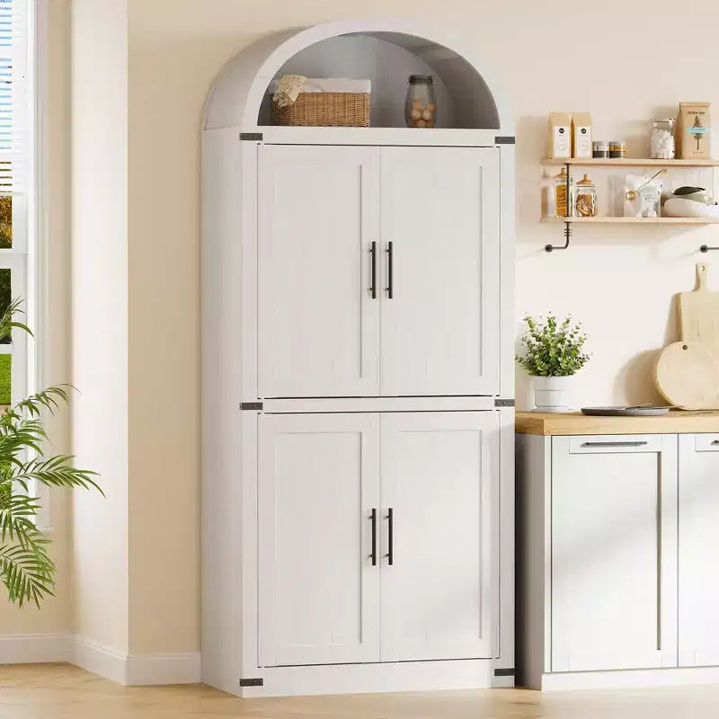 Bibliothèque à arcades de 181,8 cm de hauteur - Armoire de rangement de style ferme avec portes, Armoires de cuisine à arcades, Meuble de rangement de cuisine à 5 niveaux pour la salle à manger