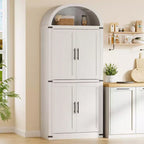 Bibliothèque à arcades de 181,8 cm de hauteur - Armoire de rangement de style ferme avec portes, Armoires de cuisine à arcades, Meuble de rangement de cuisine à 5 niveaux pour la salle à manger