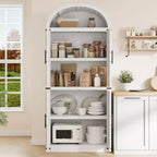 Bibliothèque à arcades de 181,8 cm de hauteur - Armoire de rangement de style ferme avec portes, Armoires de cuisine à arcades, Meuble de rangement de cuisine à 5 niveaux pour la salle à manger
