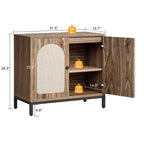 Buffet en rotin avec portes en rotin, étagères réglables, accent bohème, buffet à café et liqueurs, pour salon, salle à manger, couloir, cuisine