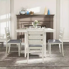 VECELO Ensemble de salle à manger rustique 5 pièces, table carrée en bois d'hévéa avec étagère et 4 chaises de salle à manger sans accoudoirs rembourrées pour la cuisine, Gris