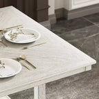 VECELO Ensemble de salle à manger rustique 5 pièces, table carrée en bois d'hévéa avec étagère et 4 chaises de salle à manger sans accoudoirs rembourrées pour la cuisine, Gris