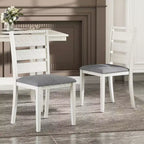 VECELO Ensemble de salle à manger rustique 5 pièces, table carrée en bois d'hévéa avec étagère et 4 chaises de salle à manger sans accoudoirs rembourrées pour la cuisine, Gris