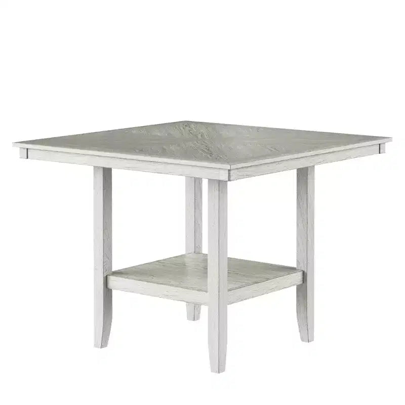 VECELO Ensemble de salle à manger rustique 5 pièces, table carrée en bois d'hévéa avec étagère et 4 chaises de salle à manger sans accoudoirs rembourrées pour la cuisine, Gris