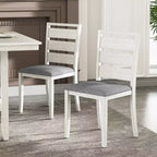 VECELO Ensemble de salle à manger rustique 5 pièces, table carrée en bois d'hévéa avec étagère et 4 chaises de salle à manger sans accoudoirs rembourrées pour la cuisine, Gris