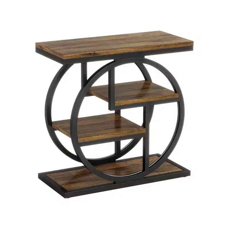 MAYEERTY Table d'appoint de rangement à 4 niveaux Montage facile MDF renforcé Cadre métallique robuste