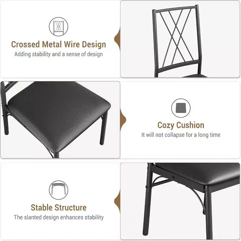 Table de salle à manger avec 4 chaises, ensemble de table de cuisine 5 pièces pour petit espace