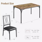 Table de salle à manger avec 4 chaises, ensemble de table de cuisine 5 pièces pour petit espace