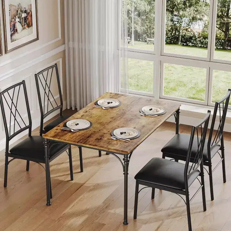 Table de salle à manger avec 4 chaises, ensemble de table de cuisine 5 pièces pour petit espace