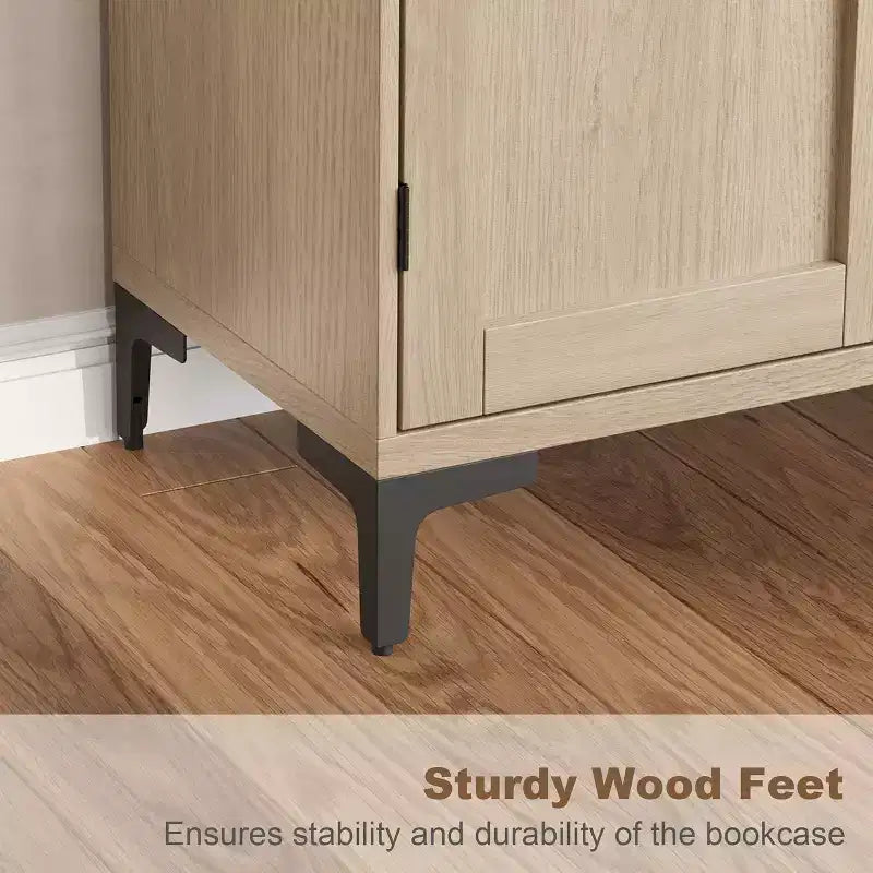 Armoire de cuisine avec portes vitrées, meuble de rangement autonome avec étagères réglables