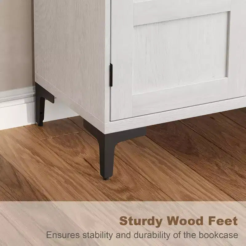 Armoire de cuisine avec portes vitrées, meuble de rangement autonome avec étagères réglables