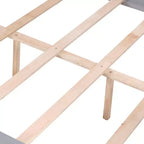 MAYEERTY Lit superposé double sur toute la longueur pour enfants, cadre de lit en bois avec garde-corps haut et échelle, pas besoin de sommier, gris