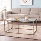 Table basse contemporaine à plateau en verre Nicholance - Champagne - SEI
