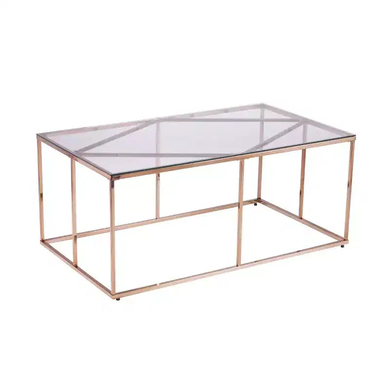Table basse contemporaine à plateau en verre Nicholance - Champagne - SEI
