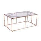 Table basse contemporaine à plateau en verre Nicholance - Champagne - SEI