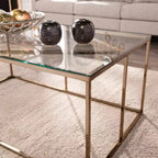Table basse contemporaine à plateau en verre Nicholance - Champagne - SEI