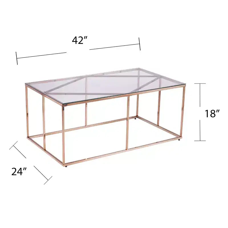 Table basse contemporaine à plateau en verre Nicholance - Champagne - SEI