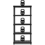 Étagères de rangement en plastique robuste IRIS USA à 5 niveaux, capacité de 340 kg, organisateur de rangement pour garage, noir