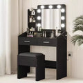 Coiffeuse avec miroir, coiffeuse avec tabouret rembourré, 3 modes d'éclairage et luminosité réglable