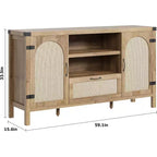 Buffet de cuisine de ferme 59, buffet en bois moderne, buffet de bar à café en rotin, meubles de salon et de salle à manger contemporains