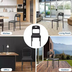 Lot de 1 chaise de salle à manger, chaises de cuisine modernes empilables, chaise de salle à manger en plastique avec pieds en métal, imperméable et résistante aux taches, noire