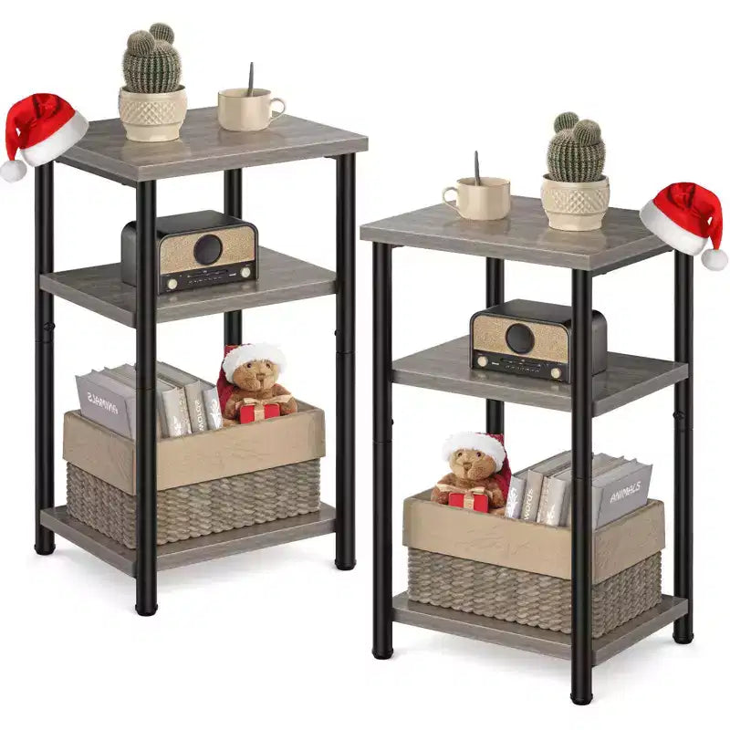 MAYEERTY Table Basse à 3 Niveaux avec Étagère de Rangement à Hauteur Réglable
