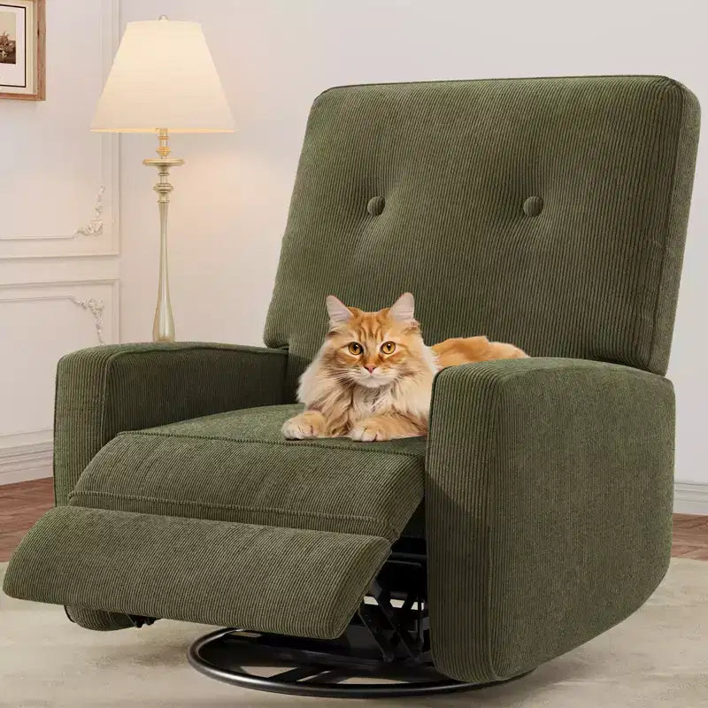 Garvee Fauteuil Inclinable Berçant et Pivotant à 360° pour Adultes, Fauteuil à Bascule Planeur pour Chambre d'Enfant, Salon, Chambre à Coucher, Bureau, Lin