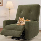Garvee Fauteuil Inclinable Berçant et Pivotant à 360° pour Adultes, Fauteuil à Bascule Planeur pour Chambre d'Enfant, Salon, Chambre à Coucher, Bureau, Lin