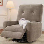 Garvee Fauteuil Inclinable Berçant et Pivotant à 360° pour Adultes, Fauteuil à Bascule Planeur pour Chambre d'Enfant, Salon, Chambre à Coucher, Bureau, Lin