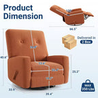 Garvee Fauteuil Inclinable Berçant et Pivotant à 360° pour Adultes, Fauteuil à Bascule Planeur pour Chambre d'Enfant, Salon, Chambre à Coucher, Bureau, Lin