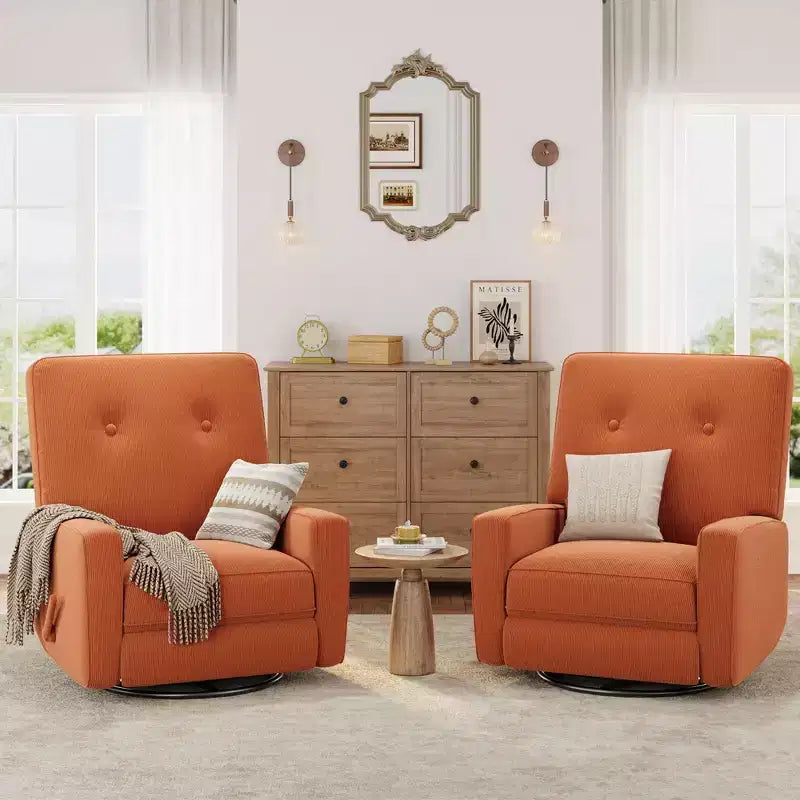 Garvee Fauteuil Inclinable Berçant et Pivotant à 360° pour Adultes, Fauteuil à Bascule Planeur pour Chambre d'Enfant, Salon, Chambre à Coucher, Bureau, Lin