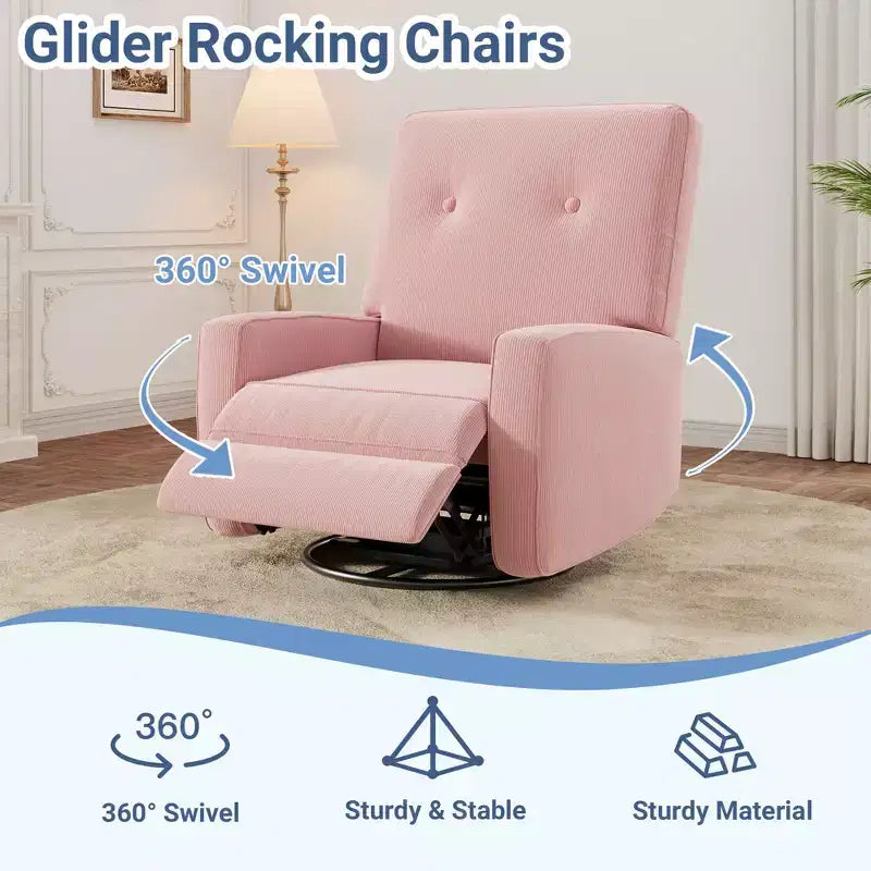 Garvee Fauteuil Inclinable Berçant et Pivotant à 360° pour Adultes, Fauteuil à Bascule Planeur pour Chambre d'Enfant, Salon, Chambre à Coucher, Bureau, Lin