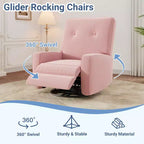 Garvee Fauteuil Inclinable Berçant et Pivotant à 360° pour Adultes, Fauteuil à Bascule Planeur pour Chambre d'Enfant, Salon, Chambre à Coucher, Bureau, Lin