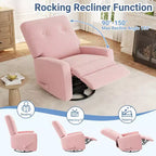 Garvee Fauteuil Inclinable Berçant et Pivotant à 360° pour Adultes, Fauteuil à Bascule Planeur pour Chambre d'Enfant, Salon, Chambre à Coucher, Bureau, Lin