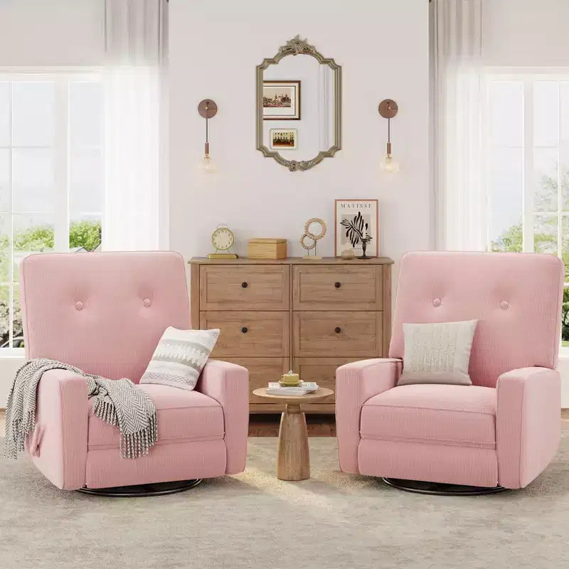 Garvee Fauteuil Inclinable Berçant et Pivotant à 360° pour Adultes, Fauteuil à Bascule Planeur pour Chambre d'Enfant, Salon, Chambre à Coucher, Bureau, Lin