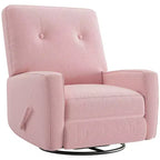 Garvee Fauteuil Inclinable Berçant et Pivotant à 360° pour Adultes, Fauteuil à Bascule Planeur pour Chambre d'Enfant, Salon, Chambre à Coucher, Bureau, Lin