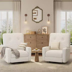 Garvee Fauteuil Inclinable Berçant et Pivotant à 360° pour Adultes, Fauteuil à Bascule Planeur pour Chambre d'Enfant, Salon, Chambre à Coucher, Bureau, Lin