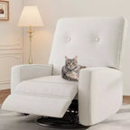 Garvee Fauteuil Inclinable Berçant et Pivotant à 360° pour Adultes, Fauteuil à Bascule Planeur pour Chambre d'Enfant, Salon, Chambre à Coucher, Bureau, Lin