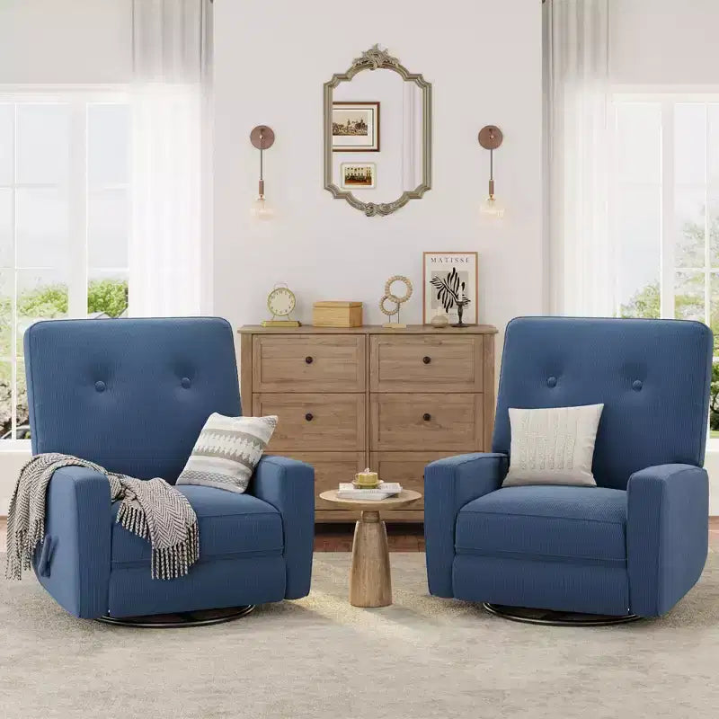 Garvee Fauteuil Inclinable Berçant et Pivotant à 360° pour Adultes, Fauteuil à Bascule Planeur pour Chambre d'Enfant, Salon, Chambre à Coucher, Bureau, Lin
