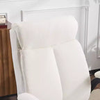 Chaise de bureau Karl Home | 28 pouces de large, dossier mi-hauteur, pivotante, en coton et lin, blanche, avec accoudoirs réglables
