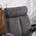 Chaise de bureau Karl Home | 28 pouces de large, dossier mi-hauteur, pivotante, en coton et lin, blanche, avec accoudoirs réglables