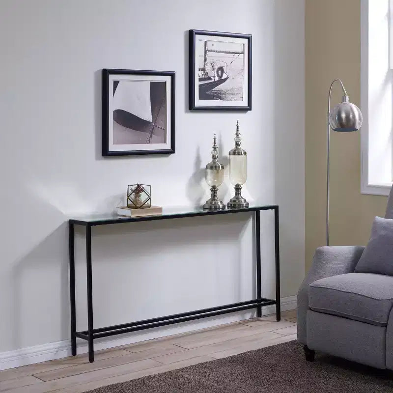 Console Darrin Narrow longue avec plateau en miroir - Grise - SEI