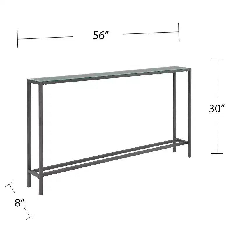 Console Darrin Narrow longue avec plateau en miroir - Grise - SEI