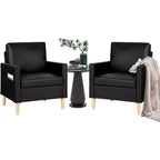 Fauteuil d'appoint en similicuir TYBOATLE, fauteuil de lecture rembourré de style moderne du milieu du siècle avec poches