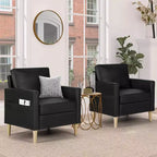 Fauteuil d'appoint en similicuir TYBOATLE, fauteuil de lecture rembourré de style moderne du milieu du siècle avec poches