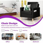 Fauteuil d'appoint en similicuir TYBOATLE, fauteuil de lecture rembourré de style moderne du milieu du siècle avec poches