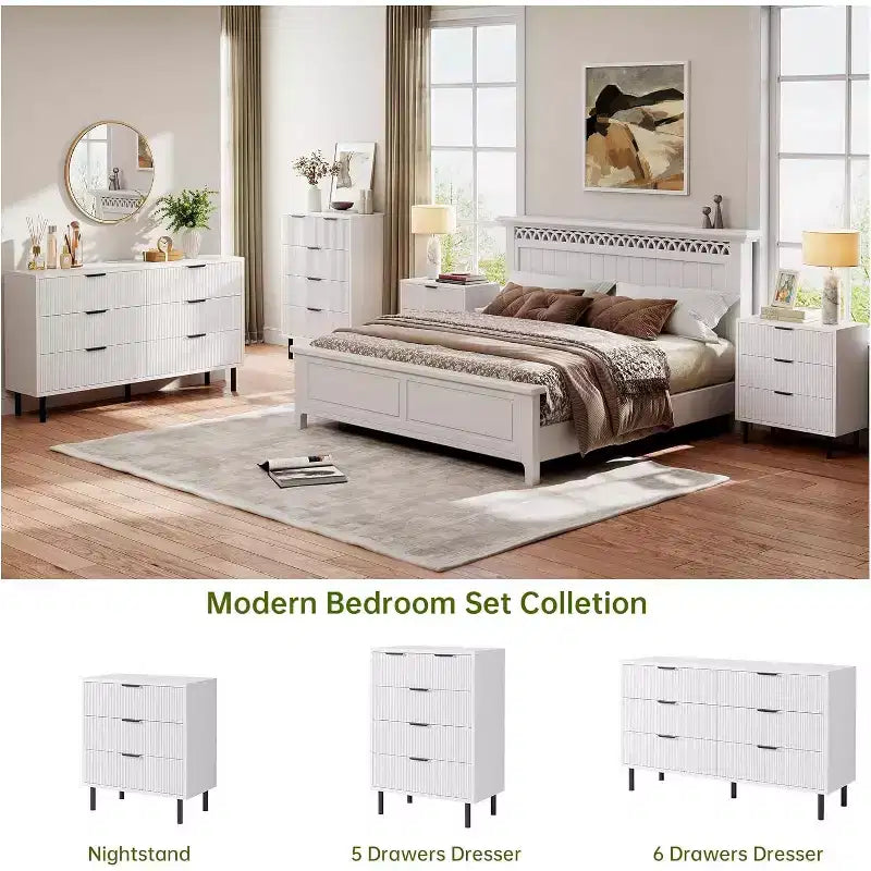 Commode moderne avec pieds en métal, commode à 3 tiroirs, table de chevet en bois avec rangement et dispositif anti-basculement, pour chambre à coucher, salon, blanc