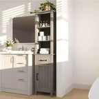 Meuble de rangement haut et étroit pour salle de bain, meuble de salle de bain fin autoportant pour petits espaces, meubles de rangement de salle de bain modernes avec étagères et tiroir